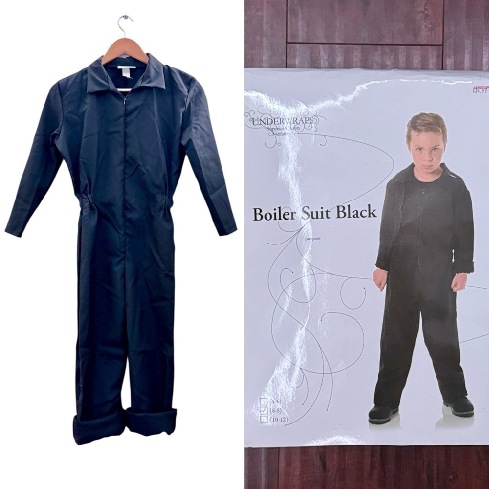 New Black Boiler Suit Costume for Kids Size M (6-8)